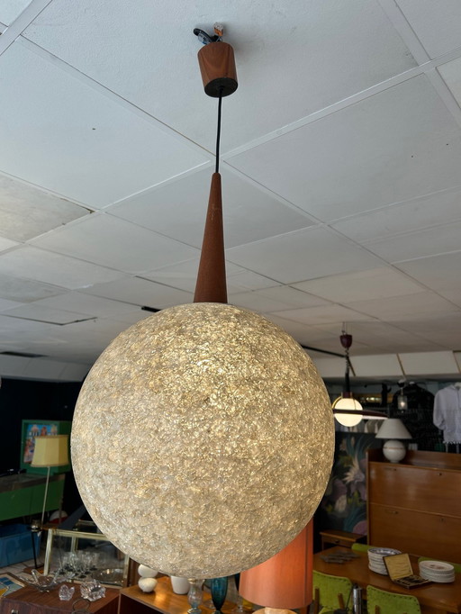 Lustre En Résine Et Teck 1960
