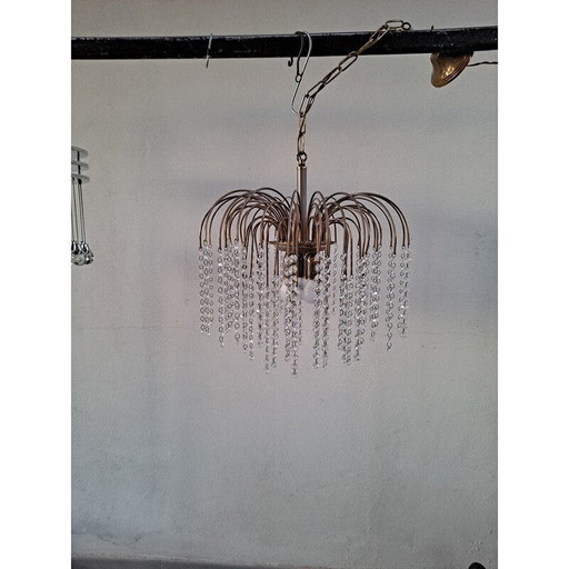 Lustre vintage en forme de cascade en verre doré de Murano, Italie années 1960