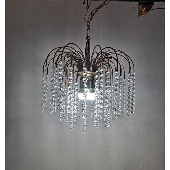 Image 1 of Lustre vintage en forme de cascade en verre doré de Murano, Italie années 1960