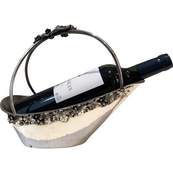 Image 1 of Porte-bouteille vintage en métal argenté, France 1930