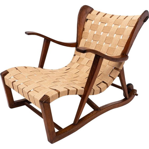 Fauteuil vintage avec deux roues arrière par Guglielmo Pecorini pour Giulio Cesare, 1950s