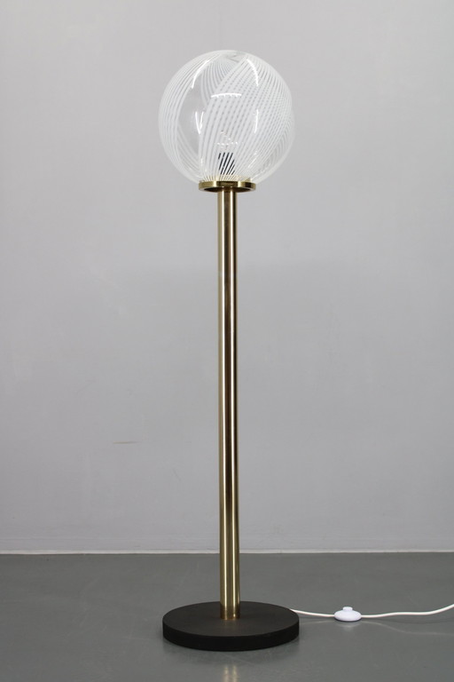 Lampadaire italien en verre des années 1970