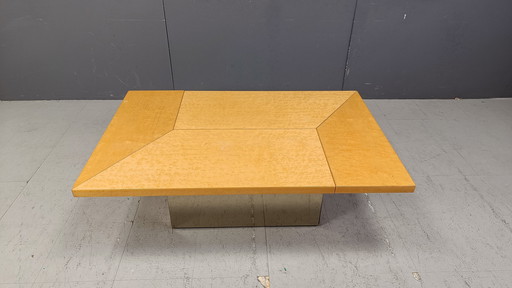 Table basse vintage en bois de frêne par Paul Michel, 1970