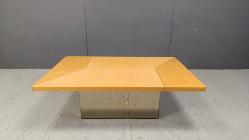 Table basse vintage en bois de frêne par Paul Michel, 1970