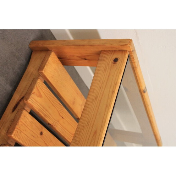 Image 1 of Table basse vintage en pin et verre fumé, 1970