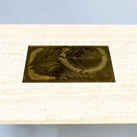 Image 1 of Table basse vintage en travertin par George Mathias pour Maho, Belgique 1970