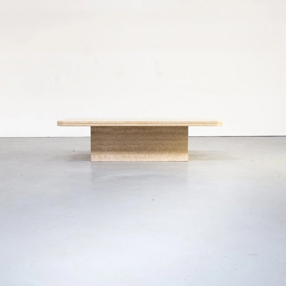 Image 1 of Table basse vintage en travertin par George Mathias pour Maho, Belgique 1970