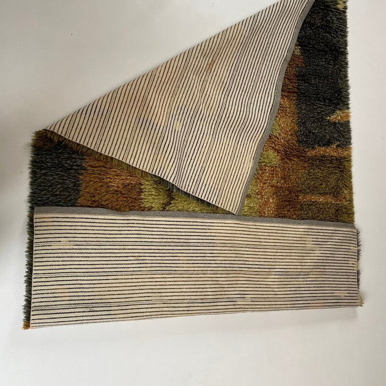 Image 1 of Tapis vintage Rya multicolore en laine à poils longs, Suède, années 1960