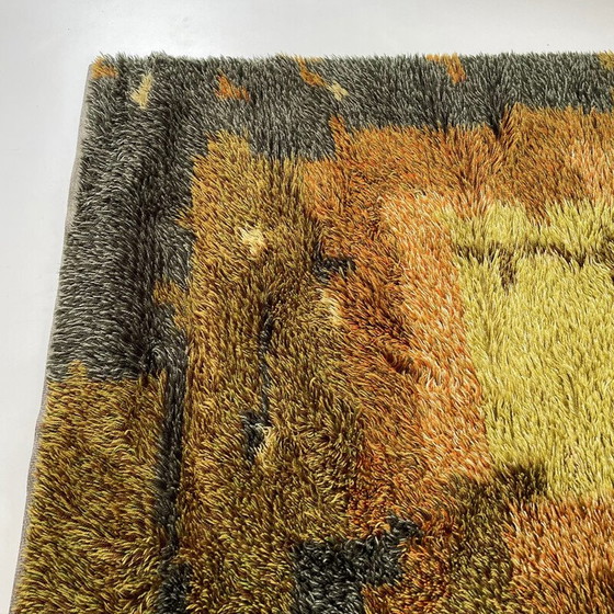 Image 1 of Tapis vintage Rya multicolore en laine à poils longs, Suède, années 1960