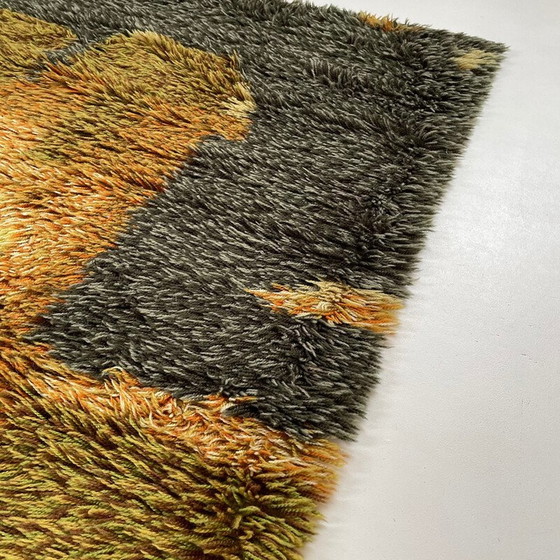 Image 1 of Tapis vintage Rya multicolore en laine à poils longs, Suède, années 1960