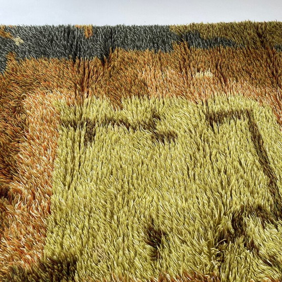 Image 1 of Tapis vintage Rya multicolore en laine à poils longs, Suède, années 1960