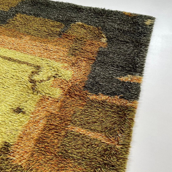 Image 1 of Tapis vintage Rya multicolore en laine à poils longs, Suède, années 1960