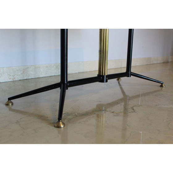 Image 1 of Table basse vintage en verre laqué noir avec laiton et fer, Italie 1950