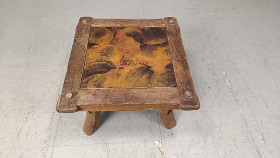 Image 1 of Table basse brutaliste vintage en cuivre plaqué, 1970S