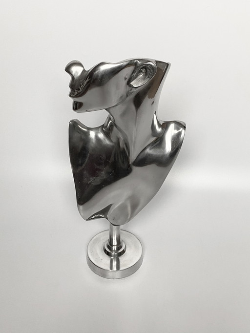 Buste Chrome Moderniste Design Vintage 1970
