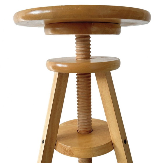Image 1 of Tabouret de potier réglable vintage en bois uni