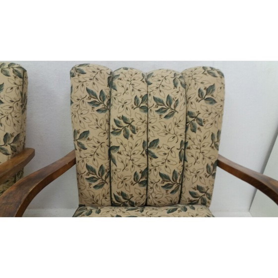 Image 1 of Paire de fauteuils vintage en bois et tissu par Jindřich Halabala pour UP Závody Brno, Tchécoslovaquie 1935