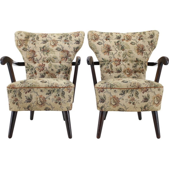 Image 1 of Paire de fauteuils vintage en tissu, Tchécoslovaquie, années 1940