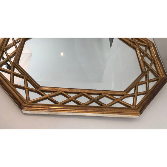 Image 1 of Miroir octogonal en bois doré, 1970
