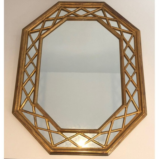 Image 1 of Miroir octogonal en bois doré, 1970