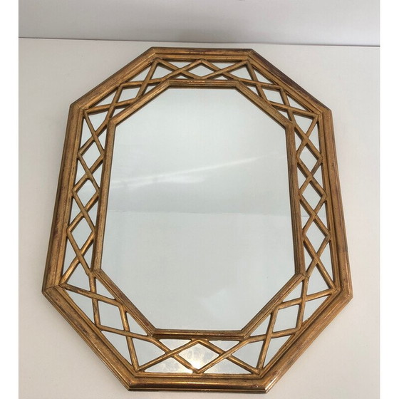 Image 1 of Miroir octogonal en bois doré, 1970