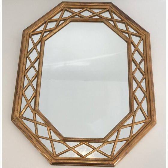 Image 1 of Miroir octogonal en bois doré, 1970