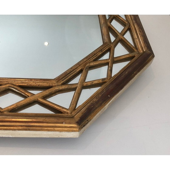 Image 1 of Miroir octogonal en bois doré, 1970