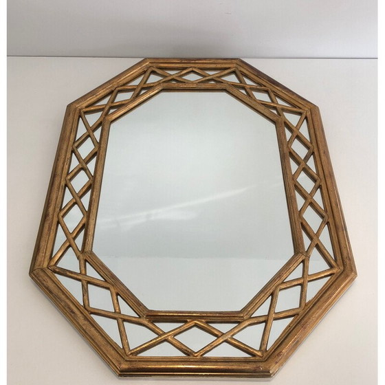 Image 1 of Miroir octogonal en bois doré, 1970