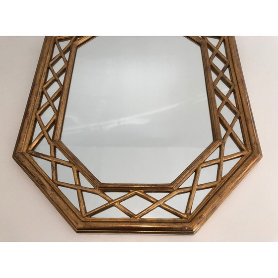 Image 1 of Miroir octogonal en bois doré, 1970