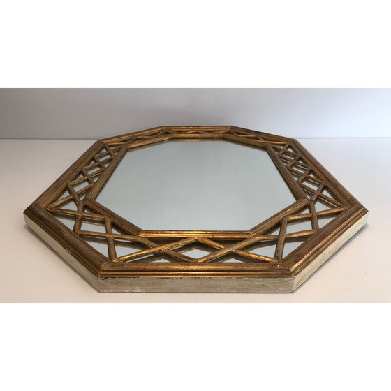 Image 1 of Miroir octogonal en bois doré, 1970