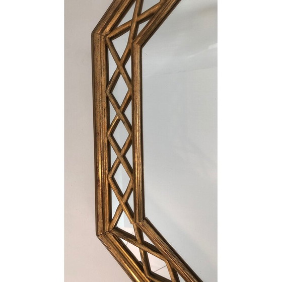 Image 1 of Miroir octogonal en bois doré, 1970