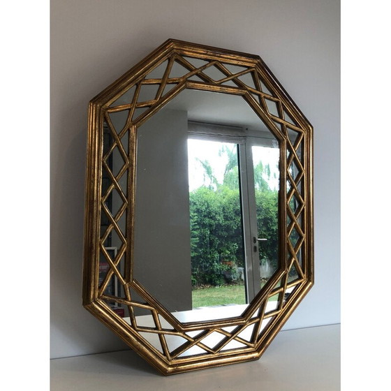 Image 1 of Miroir octogonal en bois doré, 1970