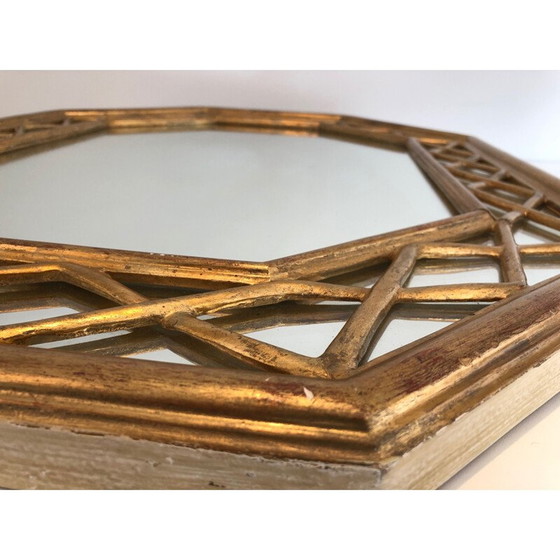 Image 1 of Miroir octogonal en bois doré, 1970