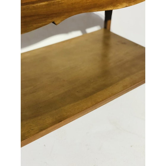 Image 1 of Table d'appoint vintage avec double plateau en bois