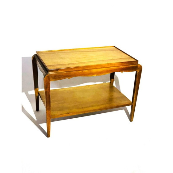 Image 1 of Table d'appoint vintage avec double plateau en bois