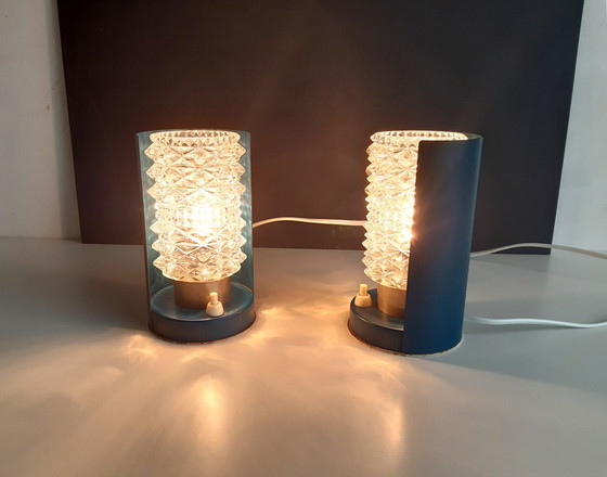 Image 1 of Lot de 2 lampes de lit Mcm en verre magnifique