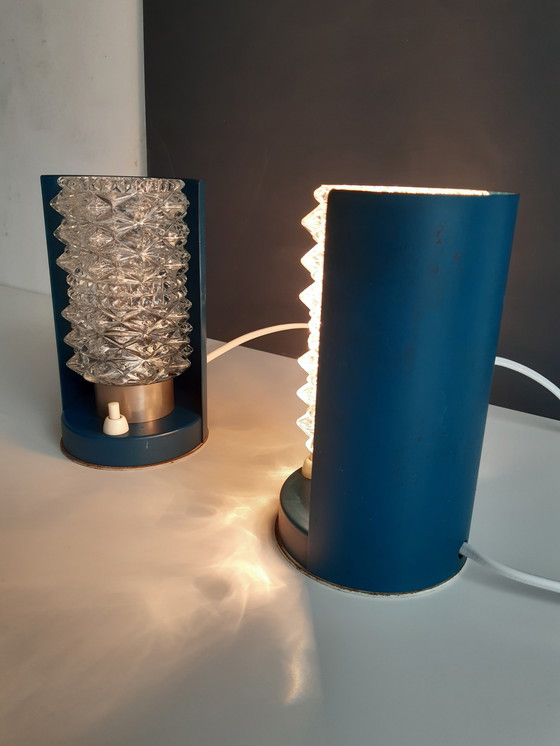 Image 1 of Lot de 2 lampes de lit Mcm en verre magnifique