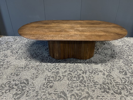 Table basse Japandi Danish Oval Dark Brown Mango Wood 120Cm