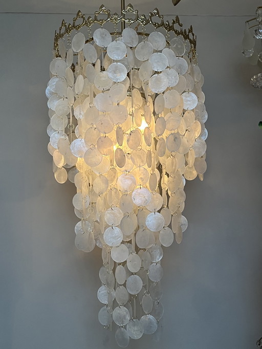 Xl Vintage Capiz Shell Lamp Pendant Lamp Opaline Shell Vide Lamp