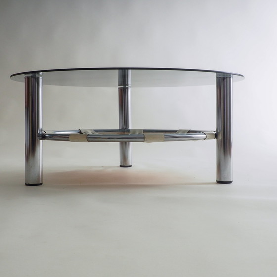 Image 1 of Table basse en verre et chrome de l'ère spatiale