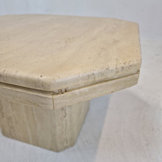 Image 1 of Table basse vintage italienne en travertin, 1980