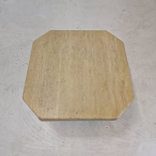 Table basse vintage italienne en travertin, 1980