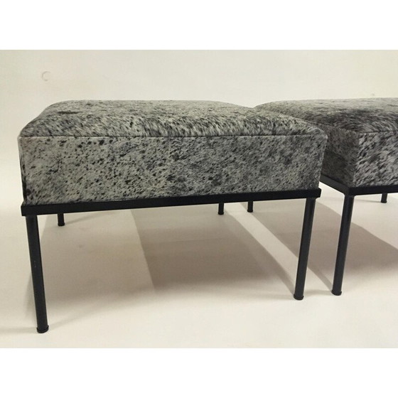 Image 1 of Paire de tabourets tubulaires vintage laqués en noir modèle "horse guard" par Mathieu Mategot, 1960
