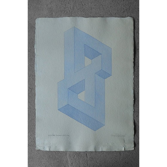 Image 1 of Peinture vintage sur papier de riz japonais par Oscar Reutersvärd