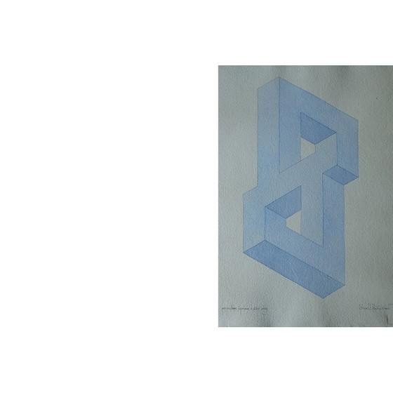 Image 1 of Peinture vintage sur papier de riz japonais par Oscar Reutersvärd