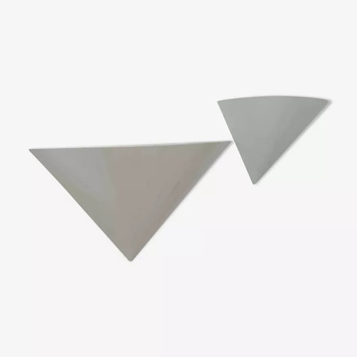 2X Appliques En Métal Blanc, France 1970