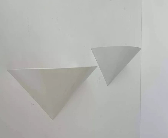 Image 1 of 2X Appliques En Métal Blanc, France 1970