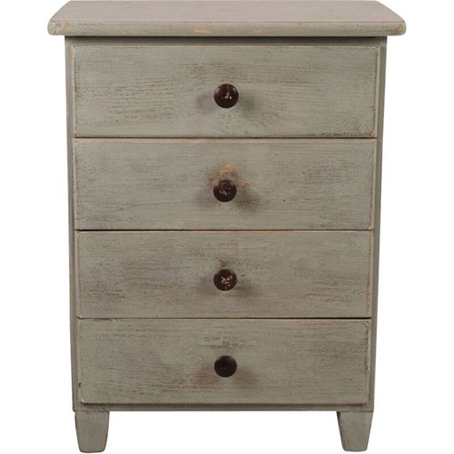 Commode vintage Gustavienne peinte en gris, années 1840