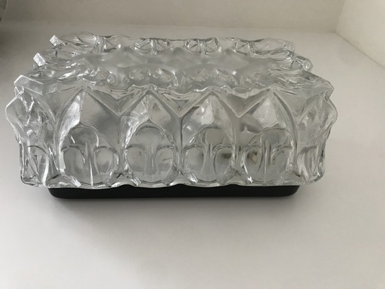 Image 1 of Plafonnier vintage en verre glacé Lampe murale en verre années 60