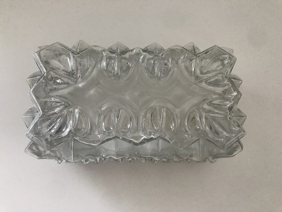 Image 1 of Plafonnier vintage en verre glacé Lampe murale en verre années 60